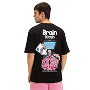 Bewakoof Men’s Graphic Printed 100% Cotton T-Shirt – Oversized Fit, Round Neck, Half Sleeves