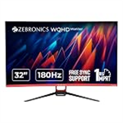 ZEBRONICS S32A, 1800R Curved Gaming Monitor, 32 inch (80cm), 280 nits, 180Hz, WQHD, 2560×1440, FreeSync, 1ms MPRT, HDMI, DP, HDR10, Bezel Less, Built-in Speakers, Wall Mountable