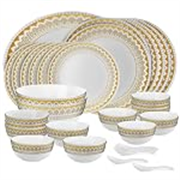 Cello Opalware Divine Victoria Dinner Set, 33 Units, White, Large