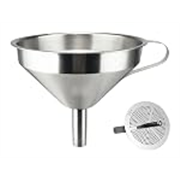 Multipurpose Stainless Steel Funnel with Removable Strainer – 11CM Wide Mouth Kitchen Funnel for Bottling Oil, Juice, Powder, and More – Durable Metal Funnel for Home Use