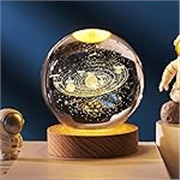Desidiya Universe Crystal Ball Night Light,2.4 Inch Glass Ball Night LED Lamp with Woodern Base,Decorations Gifts for Men,Women,Kids,Boys,Girls,Teens