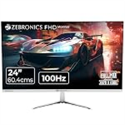 ZEBRONICS A24FHD LED Monitor, 24 inch (60.96cm), 250 nits, 100Hz, Slim Design, FHD, 1080p, Wall Mountable, HDMI, VGA, Ultra Slim Bezel, Metal Stand, Built-in Speakers