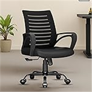 beAAtho® Verona Mesh Mid-Back Ergonomic Desk Office Chair with Tilting Mechanism, Comfortable Seat, and Revolving Heavy Duty Metal Base | Ideal for Work from Home & Study (Black)