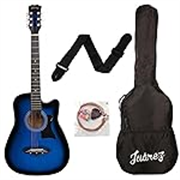 Juarez Lindenwood Acoustic Guitar Kit, JRZ38C/TBS 38 Inches Cutaway, 38C With Bag, Strings, Pick And Strap, TBS Transparent (Blue Sunburst)