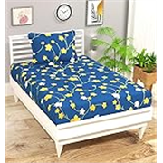 VAS COLLECTIONS Premium 3D Printed 144 TC Microfiber Single Bedsheet with 1 Pillow Covers (220X152 cm) Light Purple & White