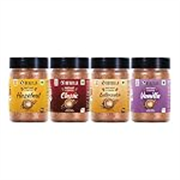 Bevzilla 50 Grams X 4 Flavoured Instant Coffee Powder Pack Box of Colombian Gold, Hazelnut, Vanilla & Butterscotch | Arabica Beans|Perfect for espresso, latte & cappuccino| Enjoy Hot & Cold Bews