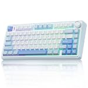 AULA F75 75% Wireless Mechanical Keyboard | Hot Swappable | Pre-lubed Linear Switches | RGB Backlit | 2.4GHz/Type-C/Bluetooth Gaming Keyboard (Sea Blue, Graywood Switch)