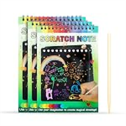 GLUN® Scratch Notepad with Magical Rainbow Color, Pencil Stick Notepad, Educational Toy for Kids, Wooden Stylus & 3 Drawing notpad for Girls and Boys