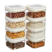 Solimo Airtight Plastic Storage Jar and Container Set-I | BPA Free | Multipurpose Storage | 450ml Each, Set of 8 (White)