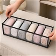 Lifelong Storage Organizer 6 Layers | Foldable Wardrobe & Almirah Organiser | Durable Nylon Mesh & Non-Woven Edges | Basket Organisers for Storing Clothes (LLCOG06, Grey)