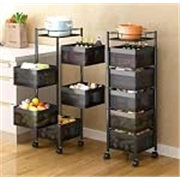 Rasvesh Multi-Purpose Trolley Storage Organizer and Kitchen Accessories Items for Kitchen Storage Rack Square Design Fruits & Vegetable Onion Cutler (5 Tier)