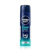 NIVEA Men Fresh Ocean Deodorant Spray, 150ml | 48 H Active Odour Protection | Fresh Long Lasting Deo for men | Fights Odour causing bacteria | Aqua and Sandalwood | 150ml