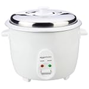 Amazon Basics 1.8 liter Electric Rice Cooker | Auto Cut-Off | Cooking Capacity of 750g | Stainless Steel Lid | Non-Stick Coating (White)