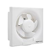 Amazon Basics Ventilation 10″ Fan | 40W | 5 Blades | 250 mm Sweep | 3.2 dB Low Noise | Window Mount | Wall Switch Control | White Plastic