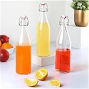 CELLO Aquaria Glass Water Bottle Set of 3 Pcs For Daily Use 1000 ml, Transparent | Durable Freezable & Fridge Safe, Leakproof & Leadfree Toughened Glass Water Bottle For Juices, Milk & Cold Beverages