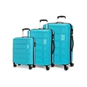 Kamiliant by American Tourister 3 Pc Harrier Edge 8W Set 56 Cm, 68 Cm & 78 Cm – Small, Medium & Large Polypropylene(PP) Hardside 8 Wheels Spinner Luggage Set/Trolley Bag Set (Light Blue)