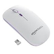 amazon basics Rechargeable Wireless Mouse with RGB LED Backlit 1600 DPI Ergonomic Mouse for Laptop, PC