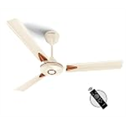 LONGWAY Aero 1200 mm BLDC Ceiling Fan with Remote Control | BEE 5 Star Rated Energy Efficient | Ultra High Speed 3 Blade Anti-Dust Decorative Ceiling Fan (1, Ivory)