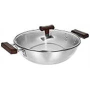 Amazon Brand Solimo – Triply Kadhai – 24 Cm with Glass Lid | Even Heat Distribution | Cool-Touch Bakelite Handles| Stainless Steel