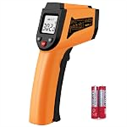 Longhuateng ChengBangDa Laser Infrared Thermometer Non-Contact Digital Temperature Gun-50°C to 400°C(-58°F to 752°F) IR Thermometer for Industrial, Kitchen Cooking, Ovens (Orange) Plastic