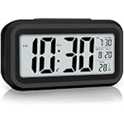 HNY Digital Alarm Clock with Automatic Sensor, Date & Temperature Display, Compact LED Desk Table Clock for Students, Bedroom, Office, Living Room, Home Decor