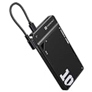 Portronics Luxcell Uno 10K 10000 mAh 22.5W Fast Charging Power Bank with Detachable Type C Cable, Ultra Slim Power Bank with Mach USB-A Output, Type C PD Output, Type C Input, Wake Up Button(Black)