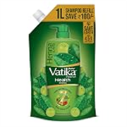 Dabur Vatika Health Shampoo – 1 L (Refill Pouch) | With 7 Natural Ingredients | For Smooth, Shiny & Nourished Hair | Repairs Hair Damage, Controls Frizz | For All Hair Types | Goodness of Henna & Amla