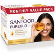 Santoor PureGlo Glycerine Bathing Bar Soap with Almond Oil for Nourished & Glowing Skin (3 x 125 g)