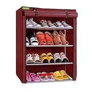 FLIPZON Multipurpose 4-Tiers Shoe Rack with Dustproof Zip Cover, Multiuse Wide Space Storage Rack made by Non Woven Fabric for footwear, Toys, clothes (4 Shelves) (Maroon), Plastic Non Woven, Cm