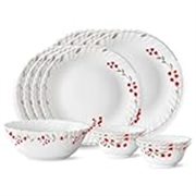 Larah by BOROSIL Fluted Series Verona Opalware Dinner Set | 13 Piece for Family of 4 | Microwave & Dishwasher Safe | Bone-Ash Free | Crockery Set for Dining & Gifting | Plates & Bowls | White
