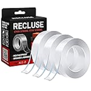Recluse Heavy-Duty Multipurpose Traceless Mounting Adhesive Tape for Walls with Double Sides, Washable, Reusable Nano Double Sided Tape (3 Meter), Strong Sticky Strips, Gel Grip