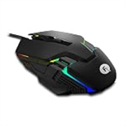 FRONTECH Gaming Mouse, 6-Button USB Wired Mouse with 3600 DPI, Ergonomic Design, 7-Color Rainbow LED, 1.5m Braided Cable, Soft Click – Black (MS-0106)
