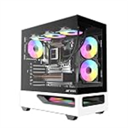 Ant Esports Crystal Spectra Computer Case/Gaming Cabinet – Black & White | Pre-Installed 5 ARGB Infinity Mirror PWM Fans