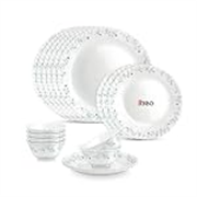 Treo by Milton Opalware Aurelia Murel Dinner Set of 18 | Serving for 6 | Microwave & Dishwasher Safe | Bone-Ash Free | Tempered Toughness | Plates & Bowls | Crockery Set for Dining & Gifting