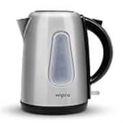 Wipro Vesta Electric Kettle Stainless Steel 1.7 liter|2000 Watt|Auto Shut-Off|Boil Dry Protection|360 Rotating Base|Single Touch lid locking |Water Level Indicator, Black, Standard | Power Plug