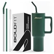 Boldfit Tumbler Bottle with Lid and Straw 1.2L Stainless Steel Water Tumbler | Leakproof Travel Mug with Handle & Reusable Straw Sipper with Cleaning Brush 1200ml