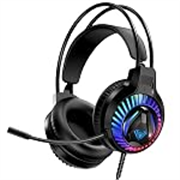 AULA S605 Professional RGB Gaming Headphones with Adjustable Mic Wired Gaming Headset (Black, Over Ear)