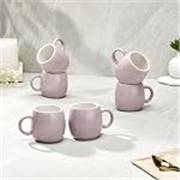 Solimo Solid Ovule Lavender Ceramic Tea Cups | Set of 6 | 190ML | Microwave & Dishwasher Safe Coffee Cup | Perfect for Daily Use, Office Parties, and Special Occasions