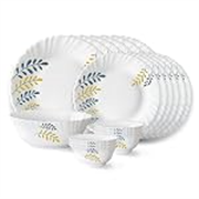 Larah by Borosil Niva Fluted Series Opalware Dinner Set | 19 Pieces for Family of 6 | Microwave & Dishwasher Safe | Bone-Ash Free | Crockery Set for Dining & Gifting | Plates & Bowls | White