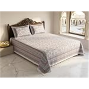 Pure Cotton King Size Bedsheet with 2 Pillow Covers | Traditional Floral Jaipuri Print Flat Bed Sheet for Double Bed (93 x 108 Inches, Multicolor)