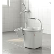 Modware Square Ribbon Plastic Bucket Set with Mug | 25L Brown Bathroom Bucket with Handle + 1.5L Mug | Heavy-Duty Polypropylene + Co-Polymer | Stylish & Durable Bath Set (White 25 L)