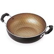 Nirlon Majesty Dishwasher Safe Aluminum Non Stick Deep Kadhai 22cm-2.25 Liter(Compatible with All Gas & stovetops Only)
