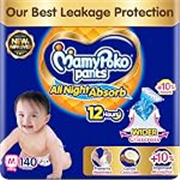 Mamypoko pants All night absorb| Pant Style Baby Diapers Medium Size(M), 140 Count, (70*2)vIdeal for 7-12Kgs|1 Diaper= Upto All night Absorption|Wider Crisscross Sheet|Gentle Coco Care| 12hr Leakage Protection| Prevents Heaviness.