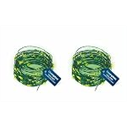 Crompton Galaxy Decoration Copper USB Powered String Fairy Lights with 100 Led Light (10 Meters, Green, Pack of 2)