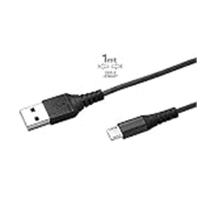 Celly USB Type A to Micro USB Data and Charging Cable, Turbo Charge Compatible, Nylon Braided and Heavy Duty Protection, Ultra-Resistant Cable with Aluminium Connectors, 1Meter (Black) (USBMICRONYLBK)