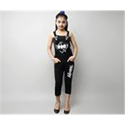 FNOCKS Girls Casual WEAR Slim FIT Trendy Blue Denim Dungaree Capri (Black