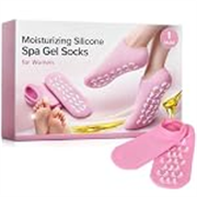 Moisturizing Gel Heel Socks for Cracked Heels, Silicone Spa Socks for Dry Feet Repair, Heel Pain Relief & Foot Care, Reusable Hydrating Socks for Women , Overnight Heel Softening & Repair Treatment Vitamin E (1 PAIR)