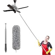 Hallstatt 2026 Upgraded Long Handle Microfiber Feather Fan Ceiling Duster for Dust Cleaning with extendable Pole 100 Inch with Anti Scratch Bendable Brush for Cleaning High roof Cobweb Stick