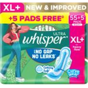 Whisper Ultra Upto No Gap No Leaks* Sanitary Pads, 60 XL+ Pads Sanitary Pad (Pack of 60)