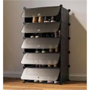 Sasimo 5-Shelf-5-Door Plastic Cubort Shoe Rack Plastic Collapsible Shoe Stand (Black, 5 Shelves, DIY(Do-It-Yourself))